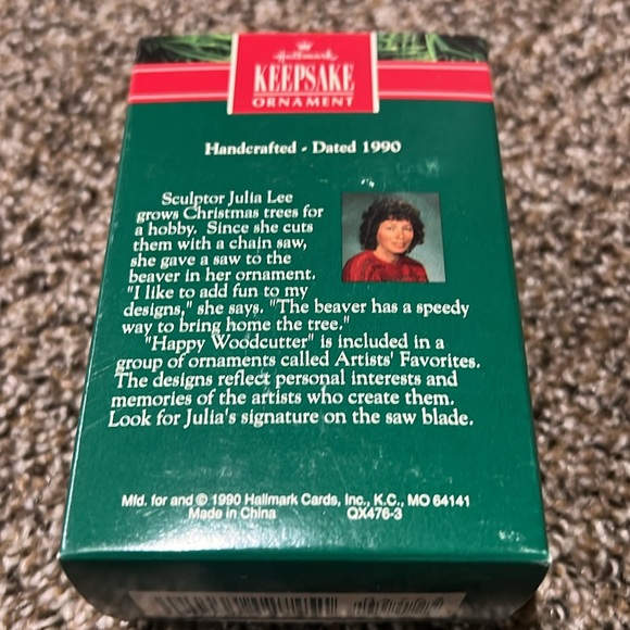 1990 vintage hallmark keepsake ornament “happy woodcutter” by Julia Lee - Picture 2 of 4